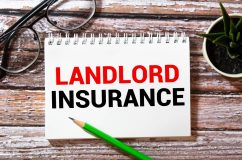 Text LANDLORD INSURANCE on white card.