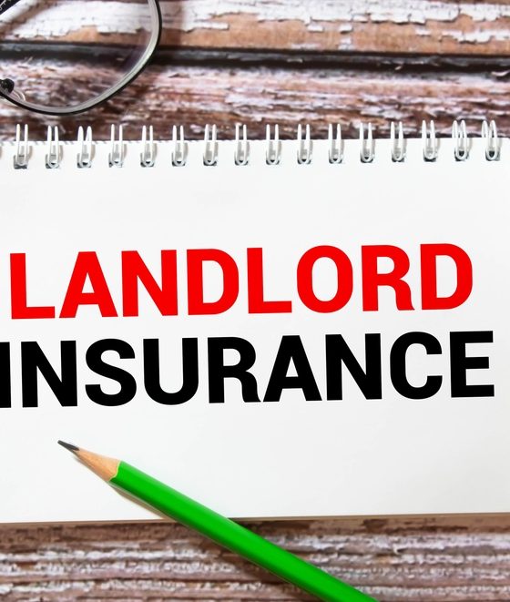 Text LANDLORD INSURANCE on white card.