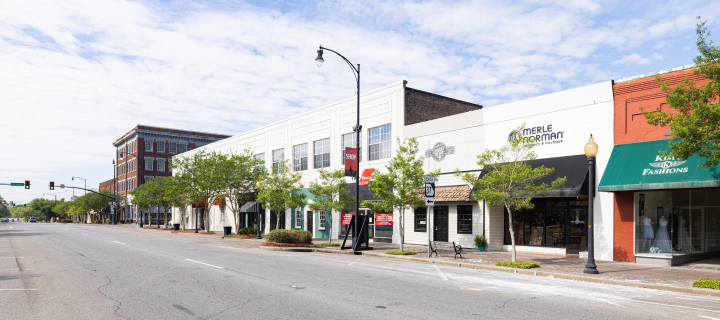 The old business district on Main street: Cheap car insurance in Moultrie, Georgia.